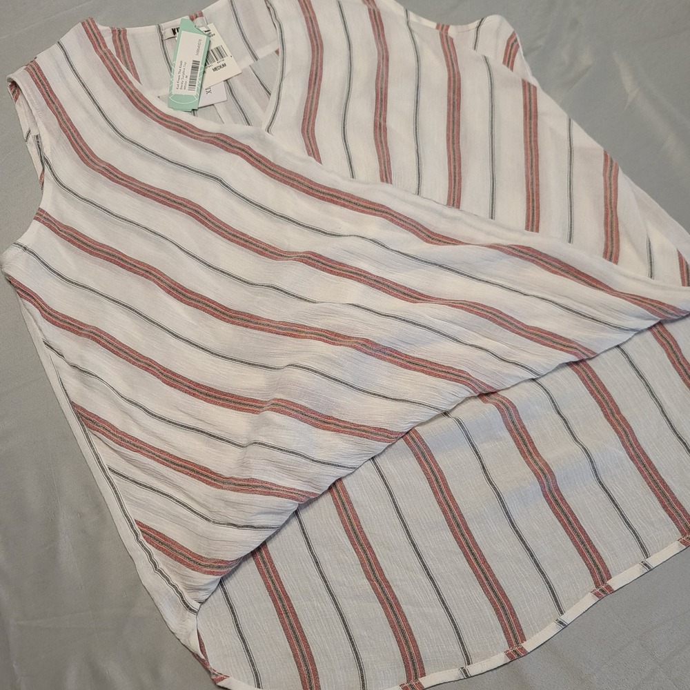 KUT from the Kloth Tank Top Women Medium Ivory Striped Sleeveless Coastal Boho
